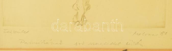 Melocco Miklós (1935-): Feszület. Rézkarc, papar, jelzett,Dedikált. üvegezett keretben. 39x29 cm