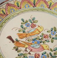 Olasz multicolor karcolt és festett nagyméretű dísztál, d: 37 cm