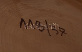 Olasz multicolor karcolt és festett nagyméretű dísztál, d: 37 cm