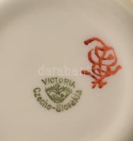 cca 1920/30 Victoria Czecho-Slovakia japonizáló 10 személyes készlet, grátisz csészealjjal, jelzett,...