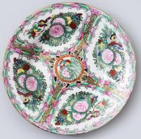 Kínai kézzel festett famille rose dísztál, hibátlan, d: 23 cm