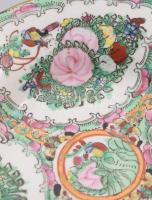 Kínai kézzel festett famille rose dísztál, hibátlan, d: 23 cm