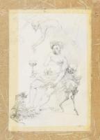 Simorka Sándor (1961-) Angyali üdvözlet. Tus, papír, kétoldalas. jelzett paszpartuban, 29x19 cm