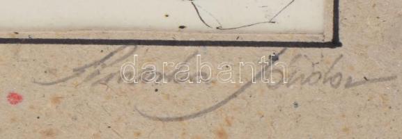 Simorka Sándor (1961-) Angyali üdvözlet. Tus, papír, kétoldalas. jelzett paszpartuban, 29x19 cm