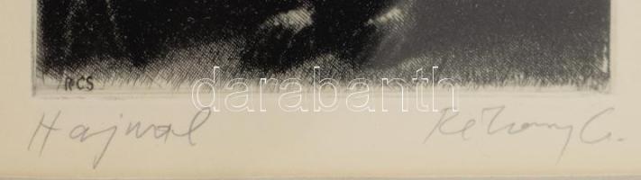 Rékassy Csaba (1937-1989): Hajnal. Rézkarc, papír, .jelzett, keretben 19x10 cm