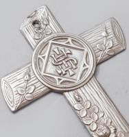 Antik fali szenteltvíz tartó, üvegbetéttel, m: 15 cm