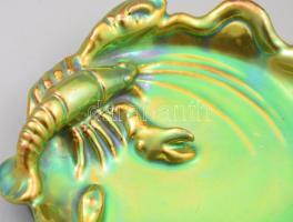 Zsolnay eozin mázas rákos tál, jelzett, hibátlan , d: 15 cm