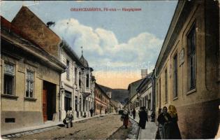 1917 Oravicabánya, Oravica, Oravicza, Oravita; Fő utca, üzletek. Káden József kiadása / Hauptgasse / main street, shops (Rb)