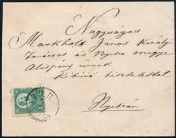 1873 Réznyomat 3kr helyi levélen / Mi 9 on local cover "NYITRA"