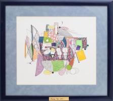 Tommy Vig (1938-): Lassan járj, tovább érsz. 2006. Vegyes technika, papír, jelzett a hátoldalán. Üve...