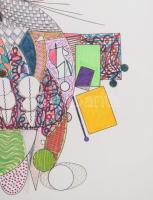 Tommy Vig (1938-): Lassan járj, tovább érsz. 2006. Vegyes technika, papír, jelzett a hátoldalán. Üve...