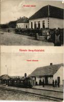 1911 Beregkisfalud, Bereg- Kisfalud, Sil'tse; Fő utca, vasútállomás, vonat / main street, railway station, train (Rb)