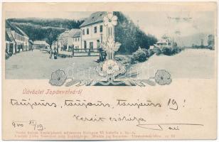 1900 Topánfalva, Topersdorf, Campeni; Csiky testvérek üzlete és saját kiadása, Aranyos folyó / shop, Aries river. Art Nouveau (apró szakadások / tiny tear)