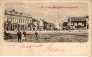 1900 Gyergyószentmiklós, Gheorgheni; Fő tér, piac. Kricsa Péter kiadása / main square, market (r)