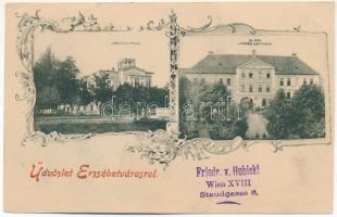 1900 Erzsébetváros, Dumbraveni; Issekutz villa, M. kir. honvéd laktanya / villa, K.u.K. military barracks. Art Nouveau, floral (vágott / cut)