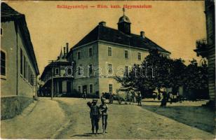 1908 Szilágysomlyó, Simleu Silvaniei; Római katolikus főgimnázium. Veres Károly kiadása 2309. (W.L. ?) / school (ázott sarok / wet corner)