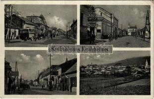 1935 Királyhelmec, Helmec, Kralovsky Chlumec; Fő utca, autóbusz, Gazdák Hitelintézete, Bata, Pollák, Elek Rosman üzlete / main street, autobus, credit institution, shops (EK)