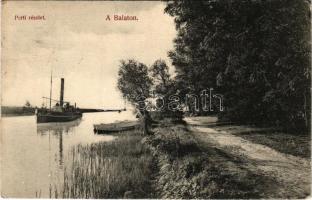 1913 Siófok, Balaton parti részlet, gőzhajó (Rb)