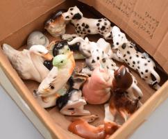 14 darab porcelán állatfigura, klf méretben.