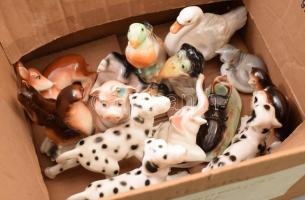 14 darab porcelán állatfigura, klf méretben