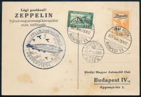 1931 Zeppelin magyarországi körrepülés levelezőlap 1P Zeppelin bélyeggel, budapesti ledobás (kicsit rozsdás)