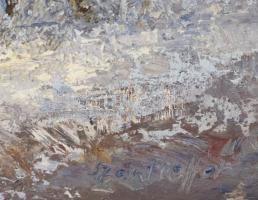 Szanthoffer Imre (1930-2007): Havas fák. Olaj, farost, jelezve jobbra lent. Hátoldalán Képcsarnok Vá...