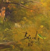 Benda Zoltán (1963-): Eső után. Olaj, farost, jelzett, dekoratív fakeretben, 20×60 cm