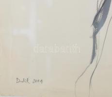 Drabik István (1969): Test (cím nélkül), 2001. Vegyes technika, papír, jelezve balra lent. 74x52 cm....