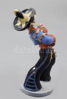 Mexikói gitáros. Komlós kerámia. Mázas, jelzett talpán hajszálrepedéssel. 27 cm