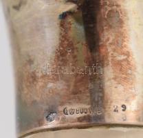 Szecessziós ezüst (Ag) karaffa. Dianás jelzéssel, jelzett, metszett üveg hibátlan 26 cm üveg dugóval