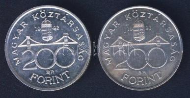 1992-93. 200Ft Ag "MNB" (2x) T:BU,2