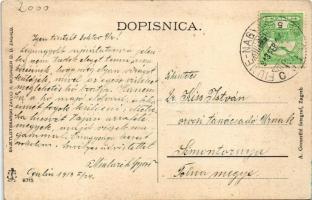 1913 Ogulin, Klek / híd / bridge. A. Gomercic fotograf + "FIUME - NAGYKANIZSA 64" vasúti m...