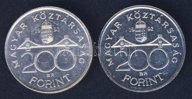 1992-93. 200Ft Ag "MNB" (2x) T:BU,2
