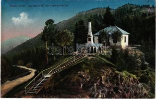 Branyiszkó, Pod Braniskom (Siroka, Siroké); csataemlék és menedékház, hősök szobra. Haasz Kálmán kiadása / Hungarian military heroes monument and tourist house (r)