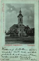 1900 Párkány, Stúrovó; Templom tér este. / church at night (Rb)