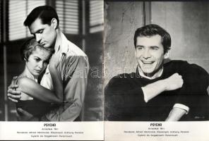 cca 1989 előtt készült, ,,Psycho" című amerikai film jelenetei és szereplői, 21 db vintage produkciós filmfotó (vitrinfotó, lobbyfotó) ezüst zselatinos fotópapíron, a használatból eredő (esetleges) kisebb hibákkal, 18x24 cm