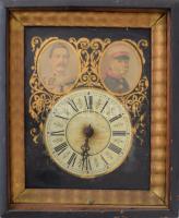 cca 1870 Német falióra. Vilmos császár és és apja portréjával. Feles ütős, ingajáratos, réz súlyokka...