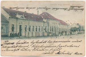 1905 Nagyzsám, Jamu Mare, Grossscham; Községháza / town hall + "M.-ILLYE-VERSECZ 272. SZ." vasúti mozgóposta (EK)