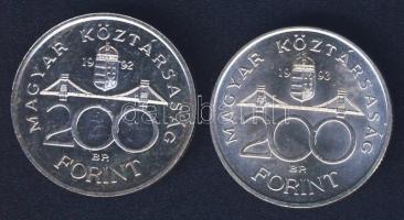 1992-93. 200Ft Ag "MNB" (2x) T:BU,2