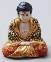 Japán Buddha figura. Kézzel festett, alján repedéssel 6x6 cm