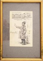 Faragó József (1877-1928): Rendőr. Tus, toll, papír, jelzés nélkül. Grand Hotel Royal Nagy-Szálloda ...