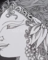 Hollóházi Szász Endre által tervezett mintával díszített porcelán dísztál, matricás, hibátlan, jelze...