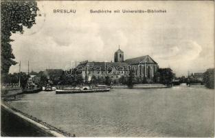 1908 Wroclaw, Breslau; Sandkirche mit Universitäts-Bibliothek / Church with university library