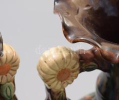 2 db régi Steinbach Mezőtúr napraforgós váza. Mázas kerámia, jelzett, minimális mázhibával 30 cm