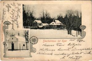 1915 Cheb, Eger; Siechenhaus, Capelle / infirmary and chapel in winter. Josef Zimmermann Art Nouveau (EK)