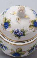 4 db Hollóházi szeder mintás váza cukordoboz és két gyertyatartó. m: 22 cm-ig