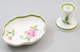 2 db Hutschenreuter tálka és gyertyatartó. sz: 19 cm kézzel festett, jelzett, hibátlan