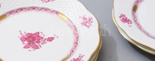 Herendi Apponyi mintás süteményes készlet. Jelzett, kézzel festett, d: 19 cm, sz: 50 cm