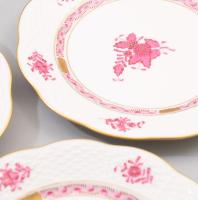 3 db Herendi Apponyi mintás süteményes tál. Jelzett, kézzel festett, d: 19 cm