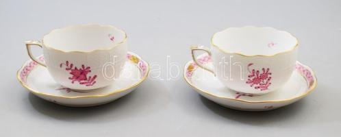 2 db Herendi Apponyi mintás teás csésze, aljjal. Jelzett, kézzel festett, hibátlan